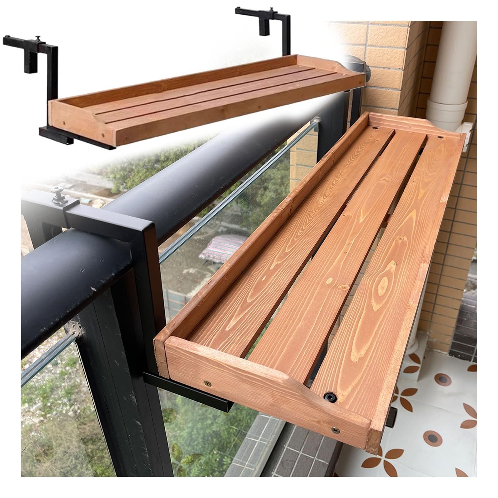 Bureau suspendu en bois massif pour aménager un petit balcon ou patio