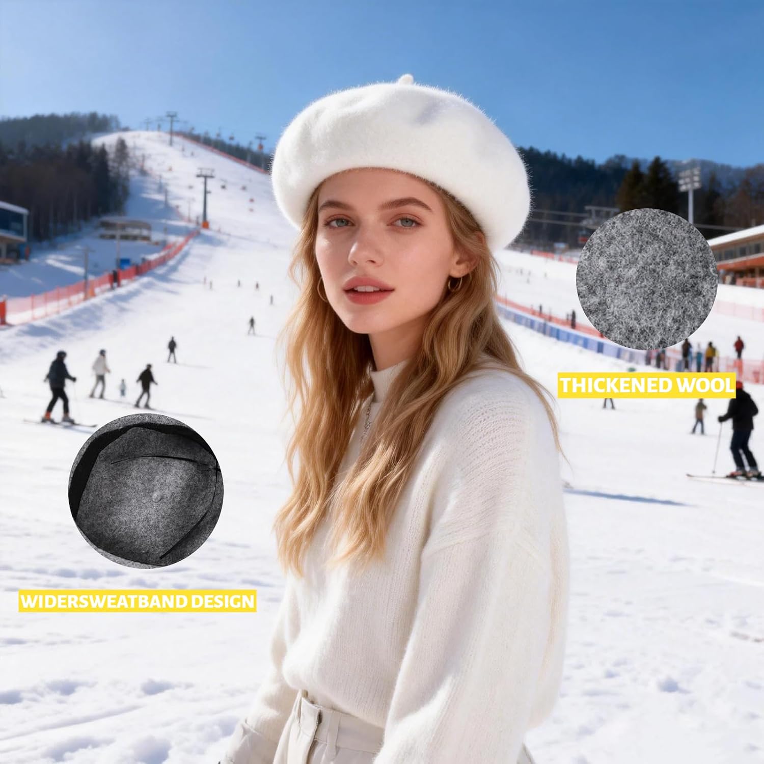 Women French Wool Beret Hats - Classic Beanie Winter Cap - Unisex Wool Hat for Men & Women, Cosplay, Costume Party