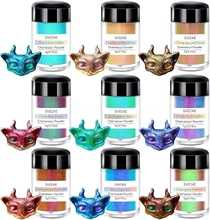 Chameleon Mica Powder 9 Colors Jar Set, 5g Color Shift Mica Powder for Epoxy Resin, Chameleon Powder for Art Crafts Nail Art Slime Acrylic Paint
