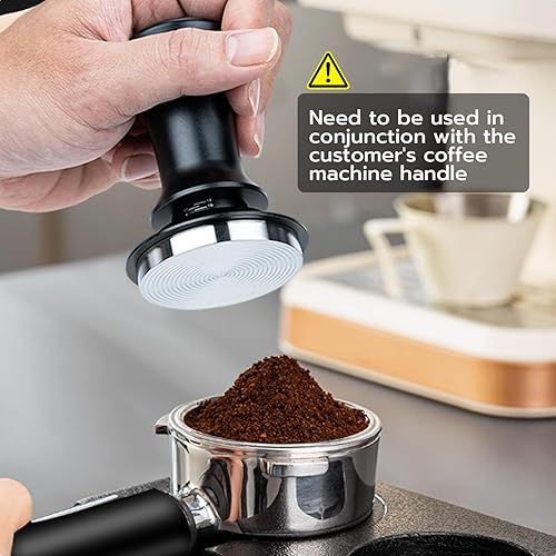 Miniatura 4 de Mcbazel Tamper de café expreso de 2.087 in, manipulador de café barista prémium con resorte de 25 libras, base de acero inoxidable 100% con marca de
