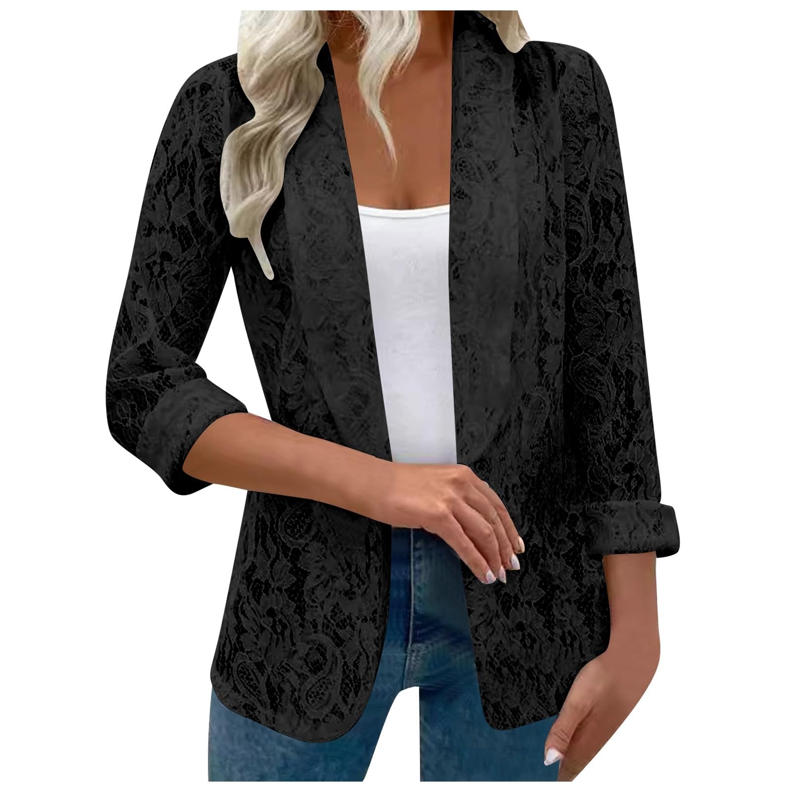 Womens Plus Size Blazer Long Sleeve Open Front Work Office Jacket Suit Fall Winter Casual Slim Fit Soft