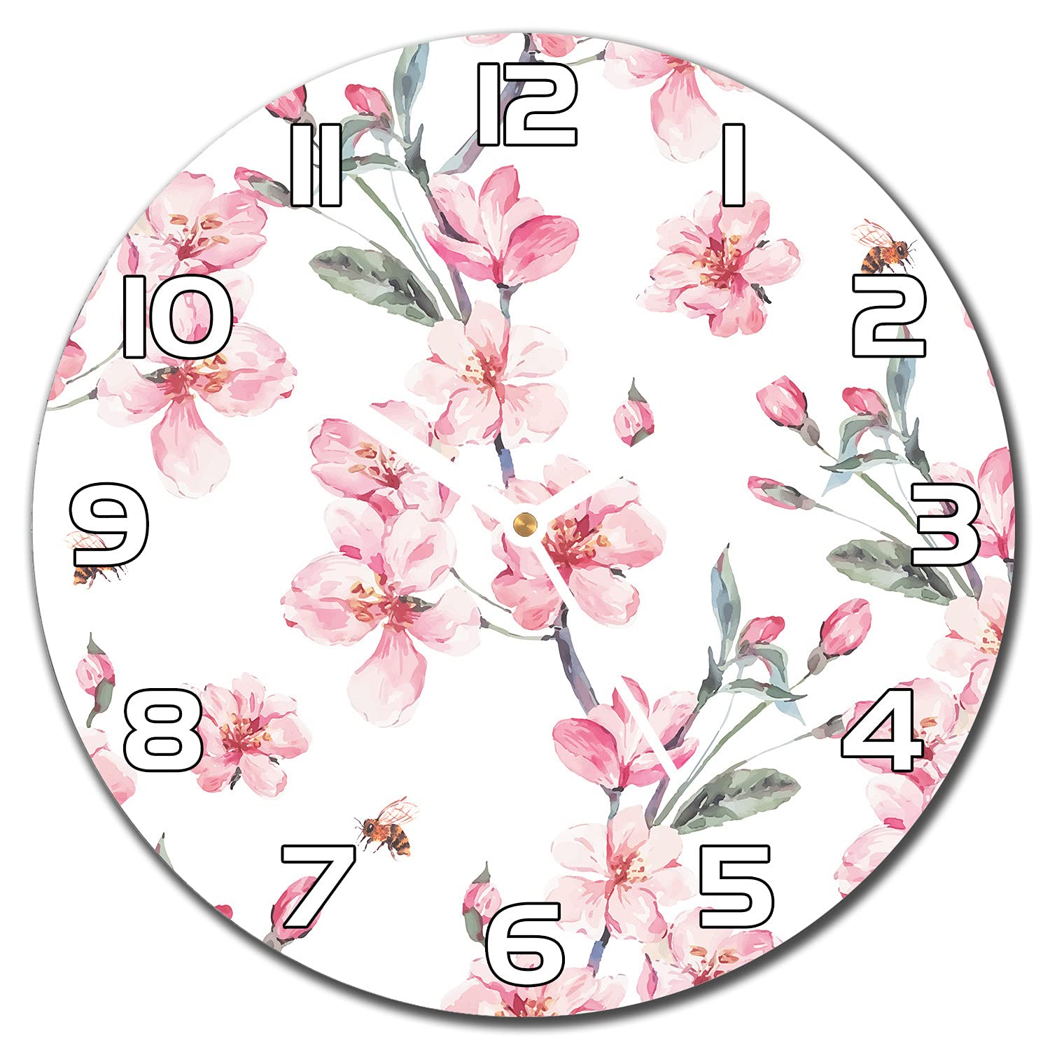 Horloge en verre sécurité 30 cm au design moderne de fleurs subtiles
