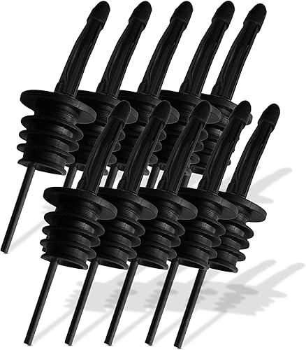 Trovety Boquillas dispensadoras de botellas de licor negro vertido rápido para alcohol aceite de oliva y jarabe de hielo afeitado acero inoxidable