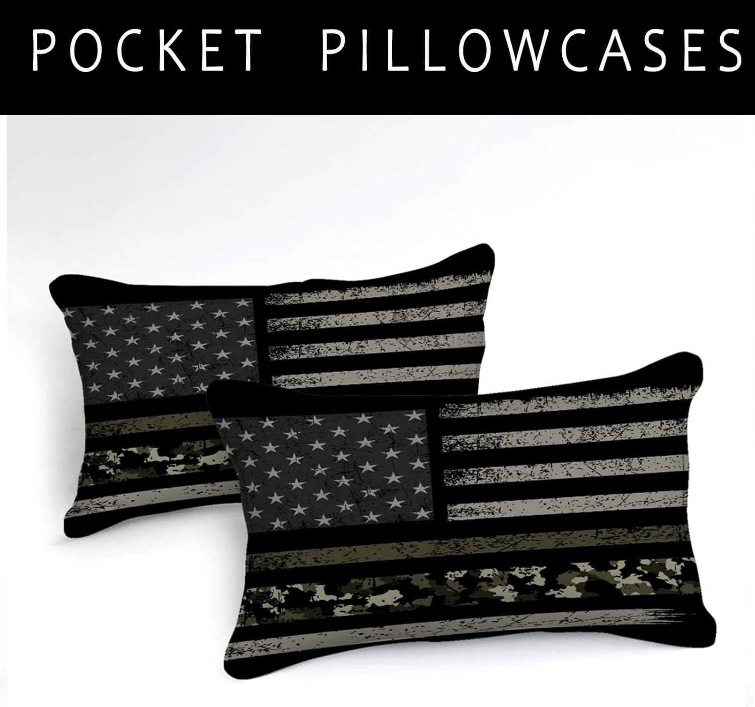 Bedbay American Flag Queen Comforter Set Camo Bedding Girls Boys Room Decor Camouflage Stars Stripes Flag Quilt Bedding Set Army Green Down Alternative Lightweight Comforter Queen 4 Pcs(Camo,Queen) - Image 3