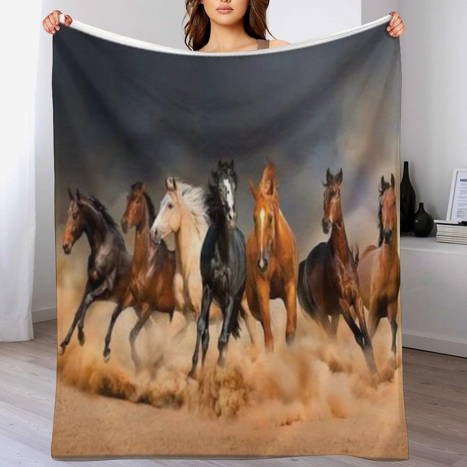 Couverture polaire flannel cheval : finies les nuits froides sur le canapé
