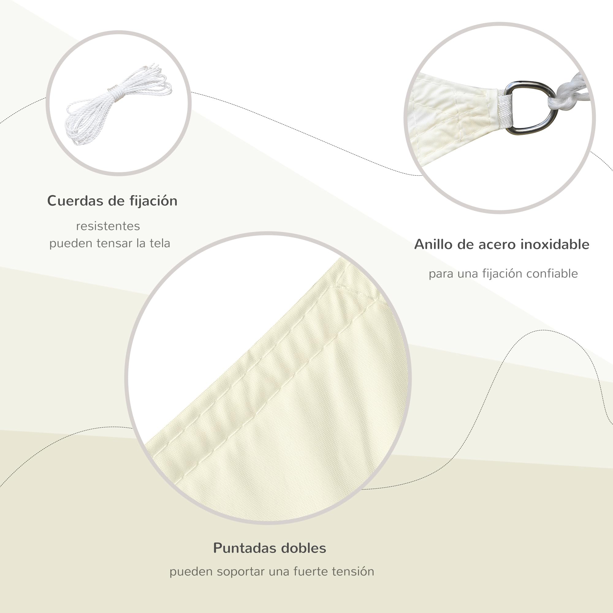 Outsunny Toldo Vela Rectangular 3x4m Resistente al Agua Protección UV Crema | Vela de Sombra, para Terraza Jardín Camping, Poliéster