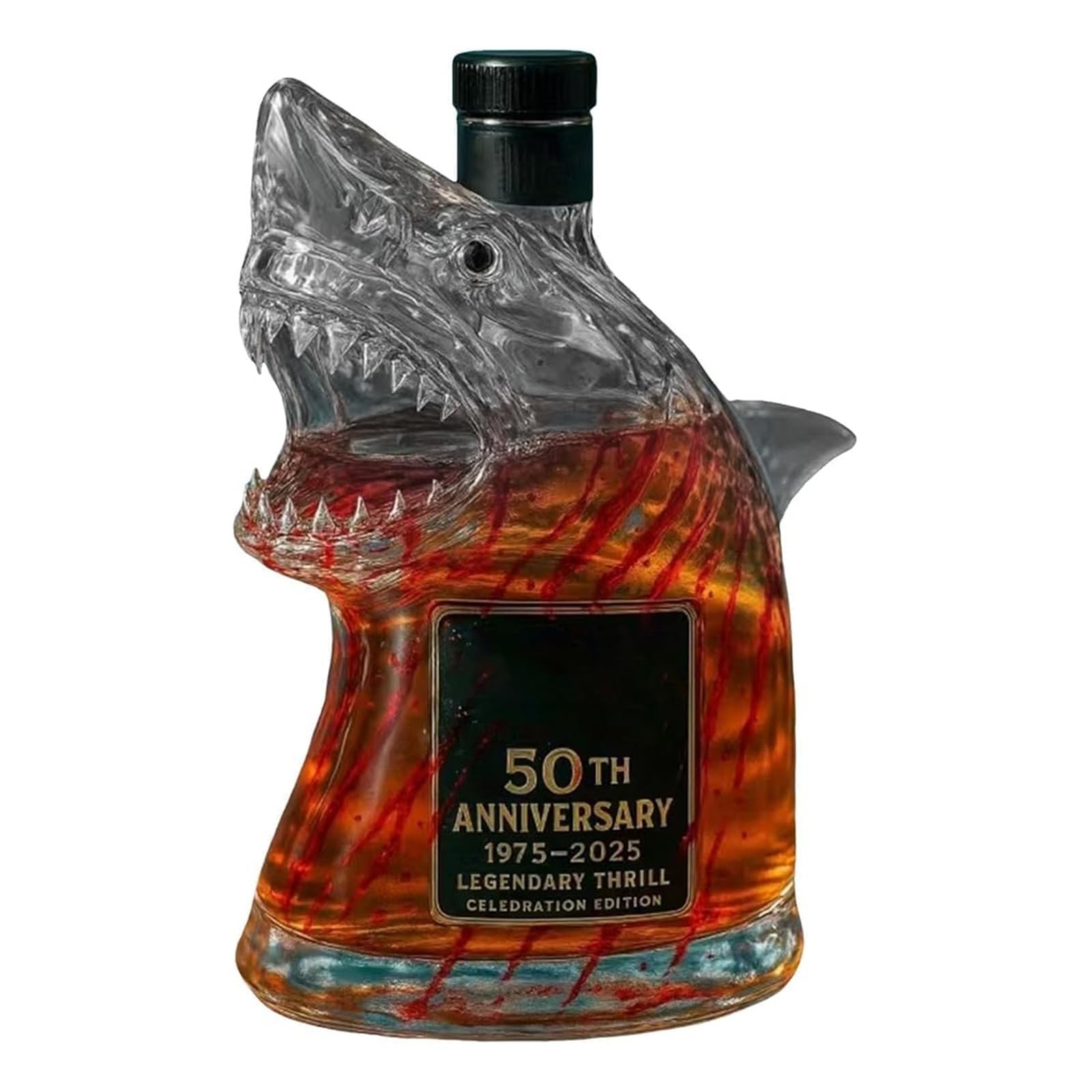 karafka, 300 ml 3D figurka rekina w butelce wina, zabawna szklana karafka do whisky, figurki zwierząt, baru, biura(C)