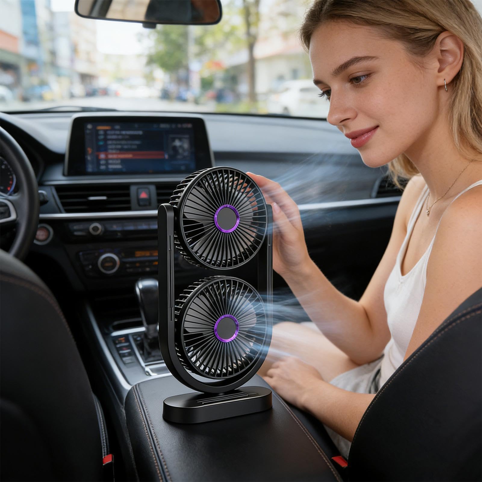 Ventilador de Mesa Silencioso Doble cabezal recargable refrescante y | ventilador de sobremesa para verano y refrigeración de escritorio para apartamento dormitorio salón cocina oficina