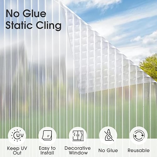 Miniatura 5 de Coavas Película de vidrio para ventana Película de privacidad para ventana, no adhesiva, película de privacidad para ventana, bloqueo solar, control