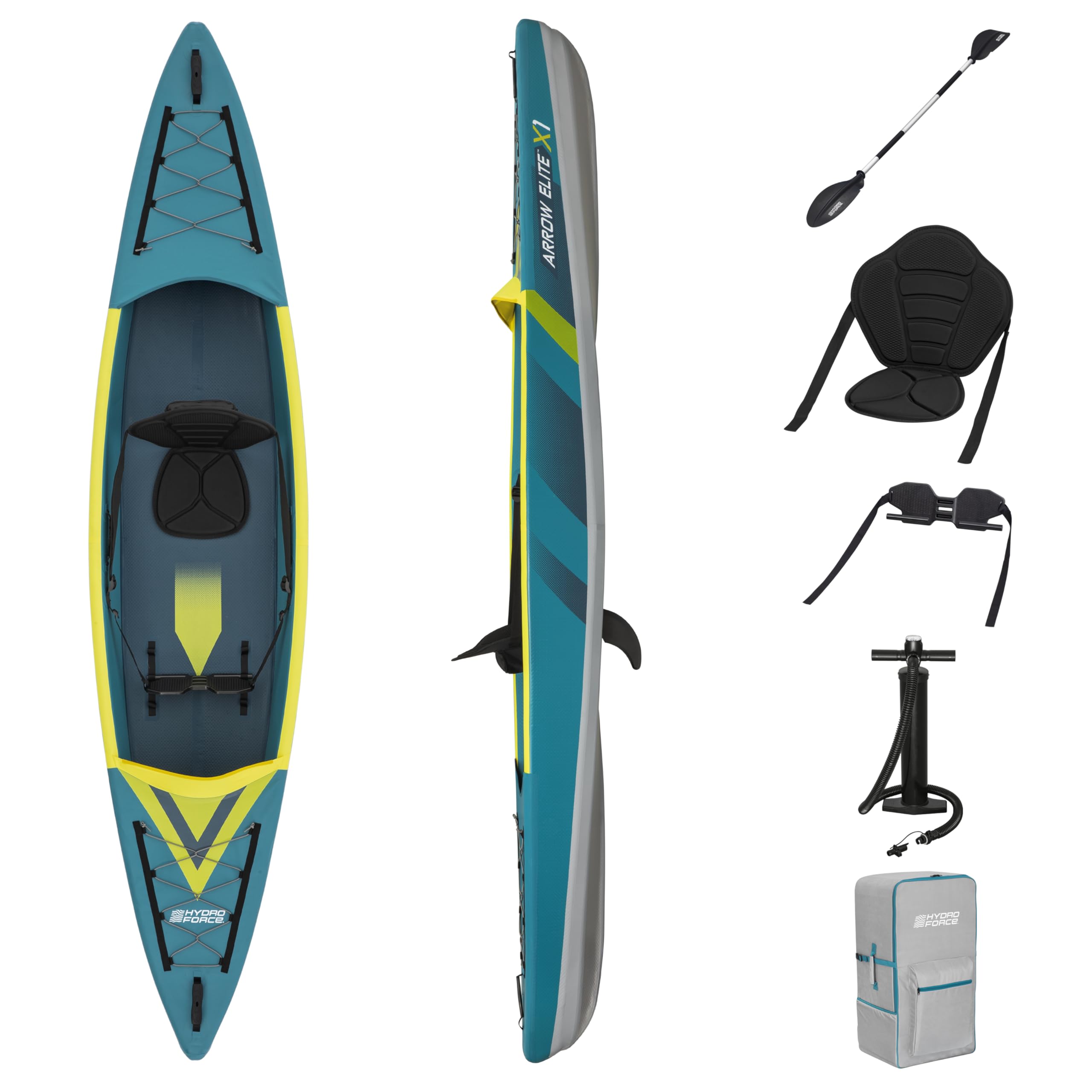Bestway 65179 Set kayak monoposto in Dropstitch Hydro Force Arrow Elite X1-3,65 m, blu