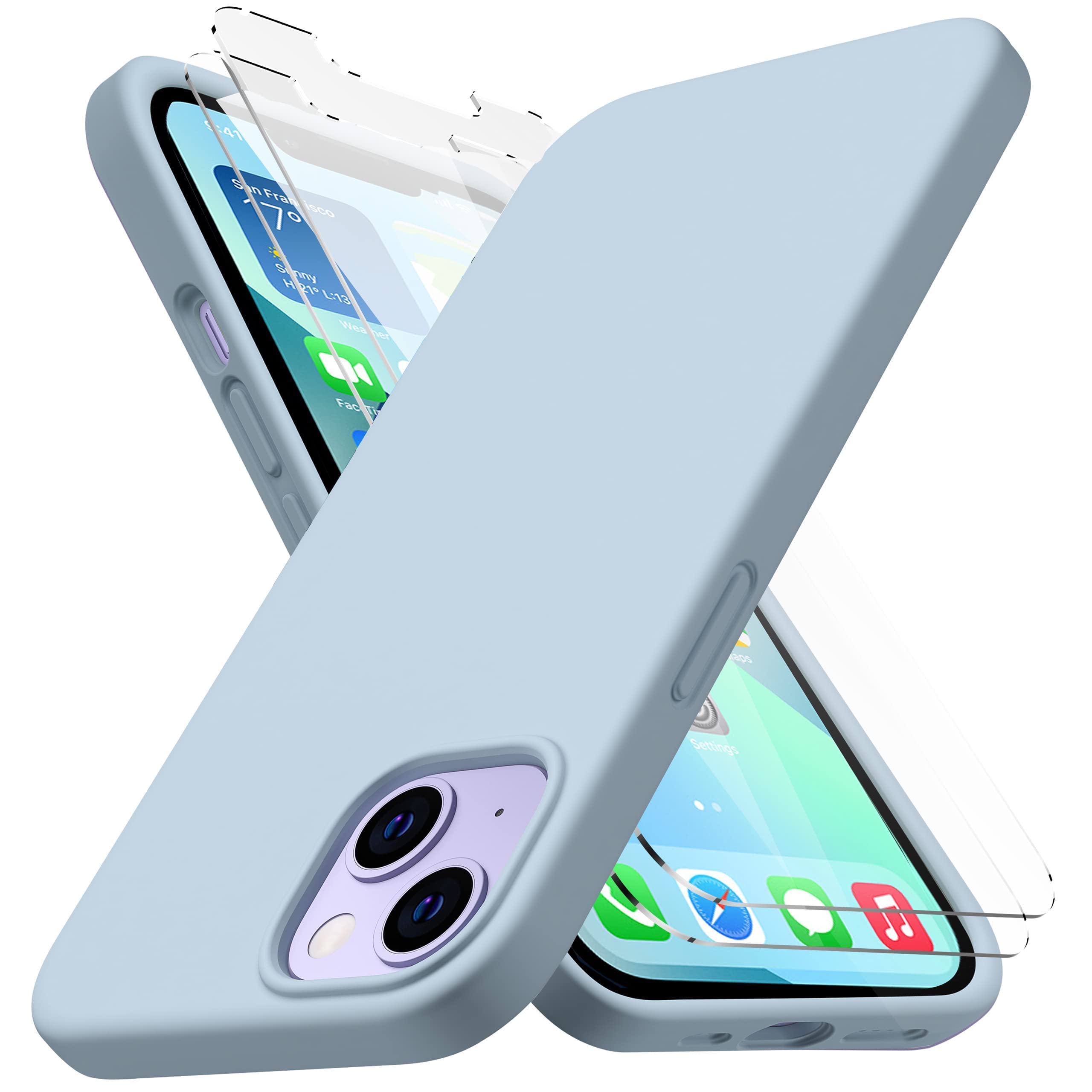 CellEver Heavy-Duty Silicone Case for iPhone 13 Pro Max - Two Shatterproof Glass Screen Protectors, Military Drop Protection, Scratch-Free Interior,