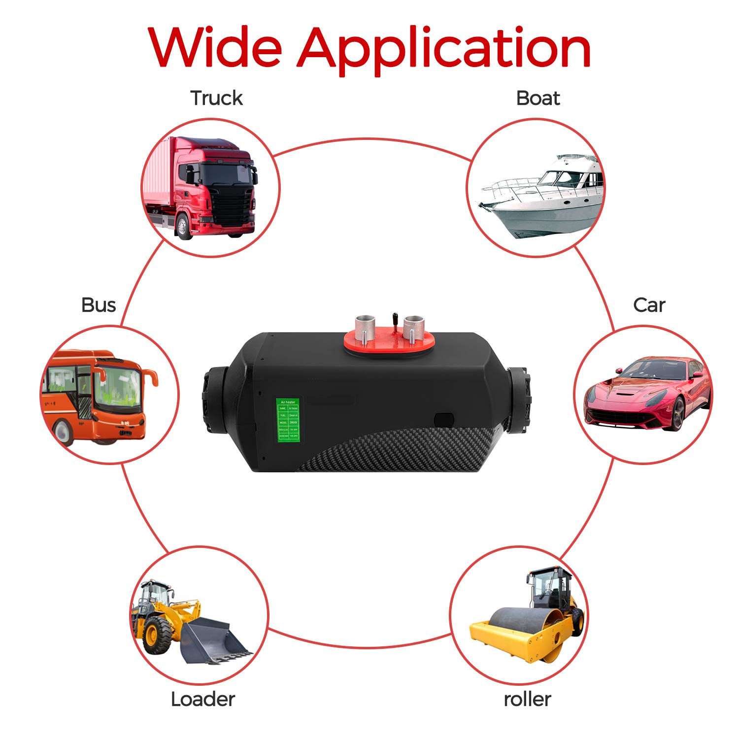 2KW / 5KW / 8KW Riscaldatore ad Aria Diesel 12V Riscaldatore di parcheggio per Camion per Barche per Auto con Interruttore LCD (Fibra di Carbonio Nero, 8KW Nuovo Telecomando)