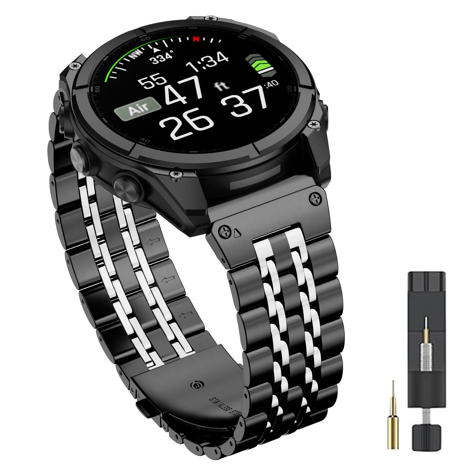20mm Edelstahl Armband Kompatibel mit Garmin Fenix 8 AMOLED 43mm/Fenix 7S/7S Pro/6S/6S Pro/5S/5S Plus,Metall Quickfit Uhrarmband für Epix Pro/Approach S70 42mm/Descent Mk3/Mk3i 43mm/Mk2s