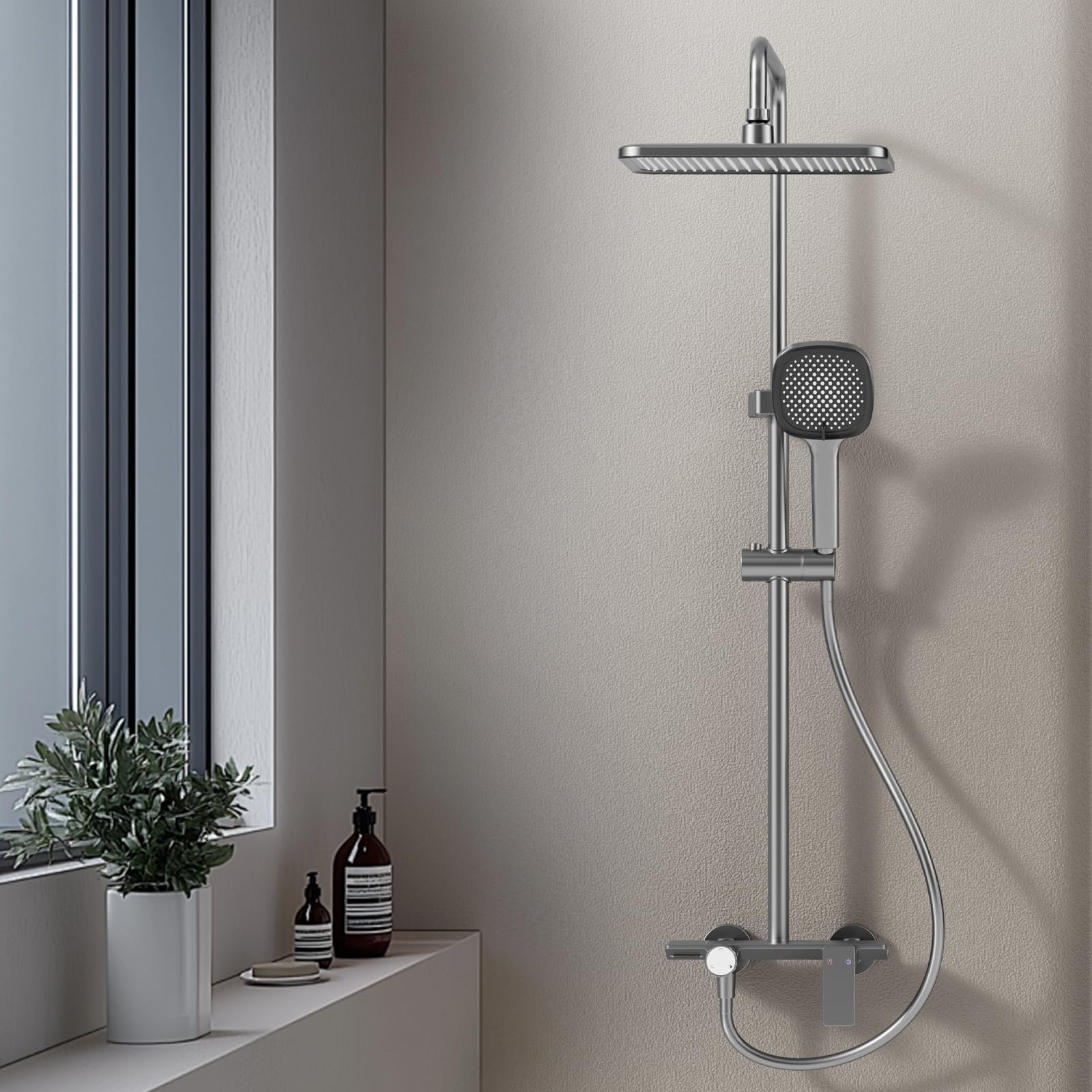 Ronvie Shower Mixer Set with Rotary Switch and 4 Function Shower System