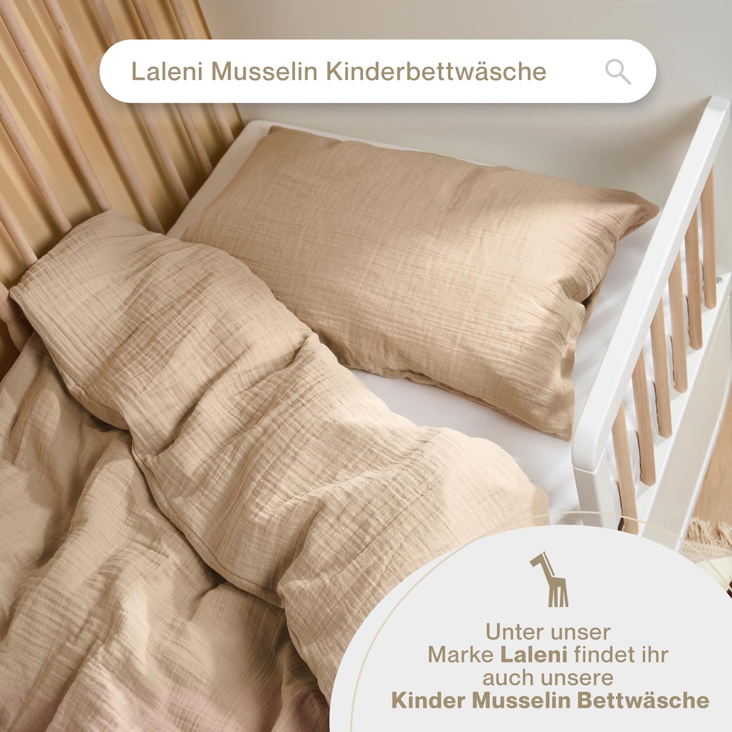 Blumtal Juego Nórdico Muselina 155x220 cm – Algodón Certificado Oeko-Tex – Funda Nórdica 155x220 con Funda de Almohada 80x80 – Topo