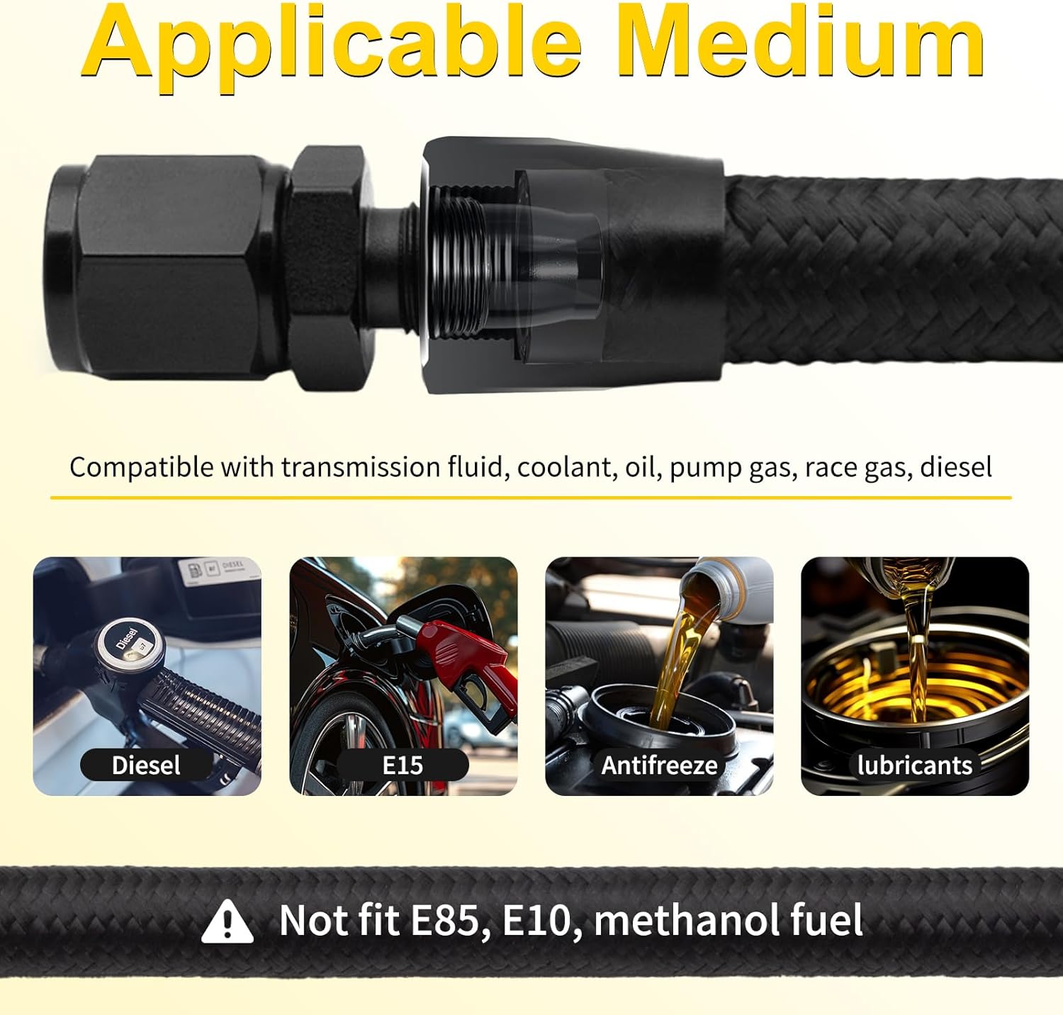 6AN 20FT Fuel Line Kit, 3/8 Transmission Cooler Lines with AN6 Push On Fitting, Nylon Braided Fuel Line Hose CPE