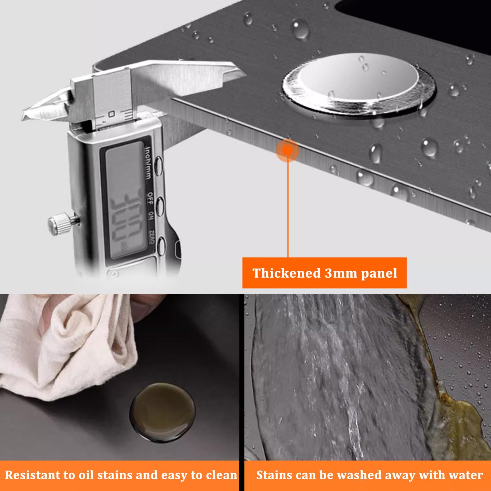 Juego de fregadero de cocina de acero inoxidable negro con diseño de cascada Fau con accesorios incluidos para una fácil instalación en la actualización moderna del hogar