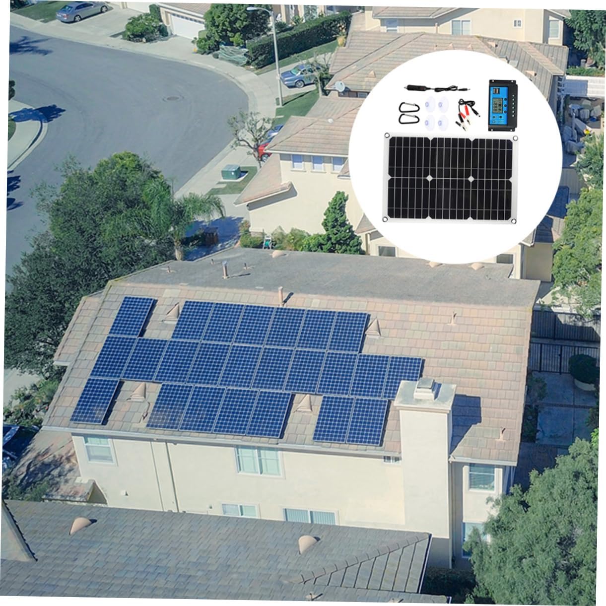 1set Dual USB Port Solar Panel Kit Flexible Solar Charger Controller for Rvs Boats and Outdoor Use Efficient Battery