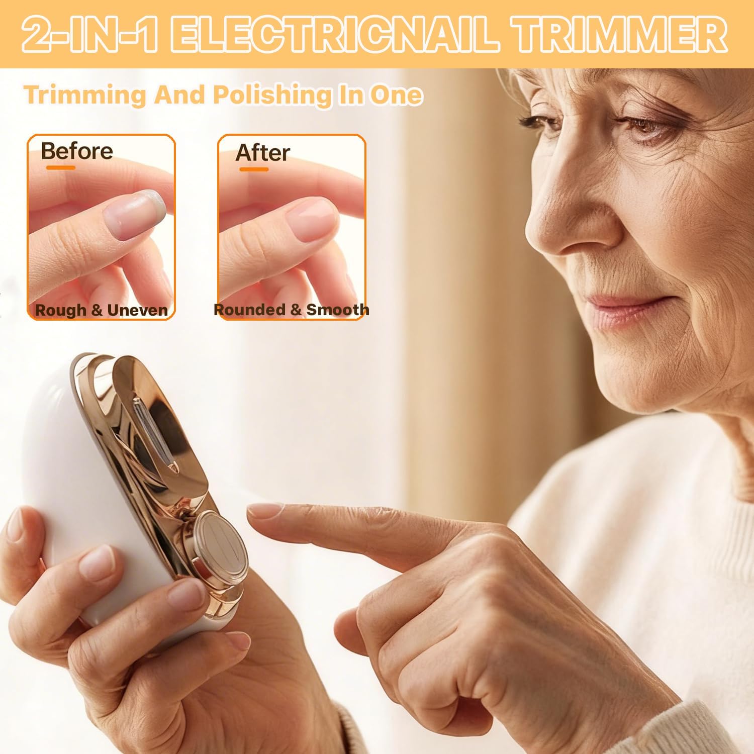 Electric Nail Clipper, Electric Nail Clippers for Seniors, 2026 3 in 1 Electric Automatic Nail Clipper for Adults，Kids with Polishing and 3 Speeds (White)