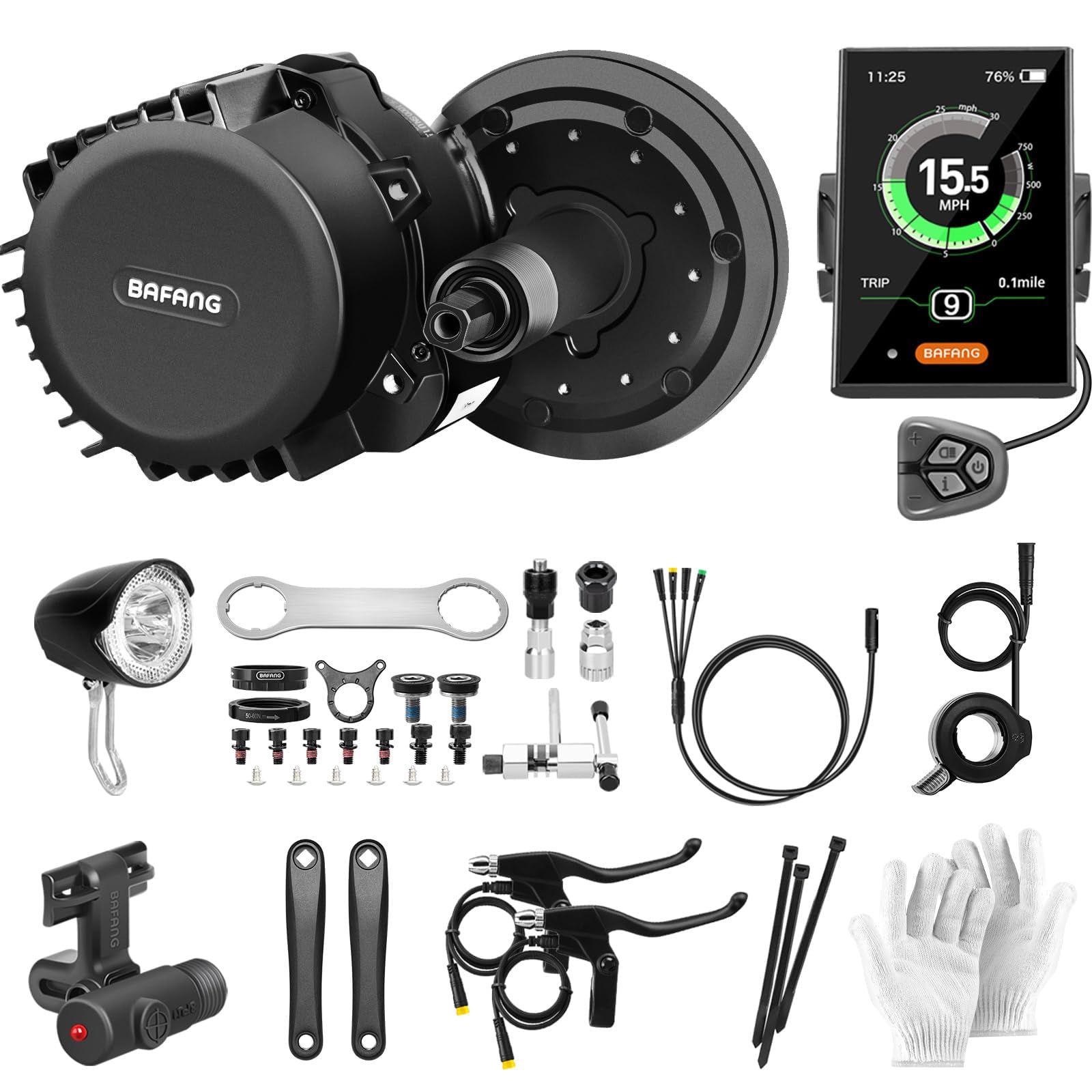 BAFANG BBS-HD 48V 1000W Mid Drive Motor Kit eBike Conversion Kit for Mountain Bike Road Bike with Downtube Battery, Chainring, Display and Thumb Throttle - BB68mm