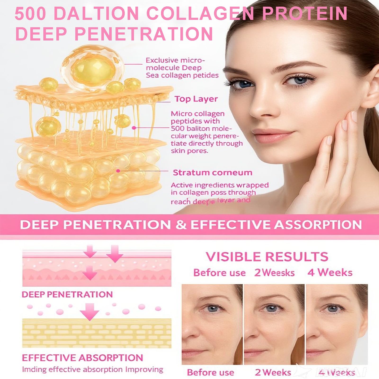 Collagen Face Mask, 4Pcs Bio Collagen Sleeping Mask - Image 2