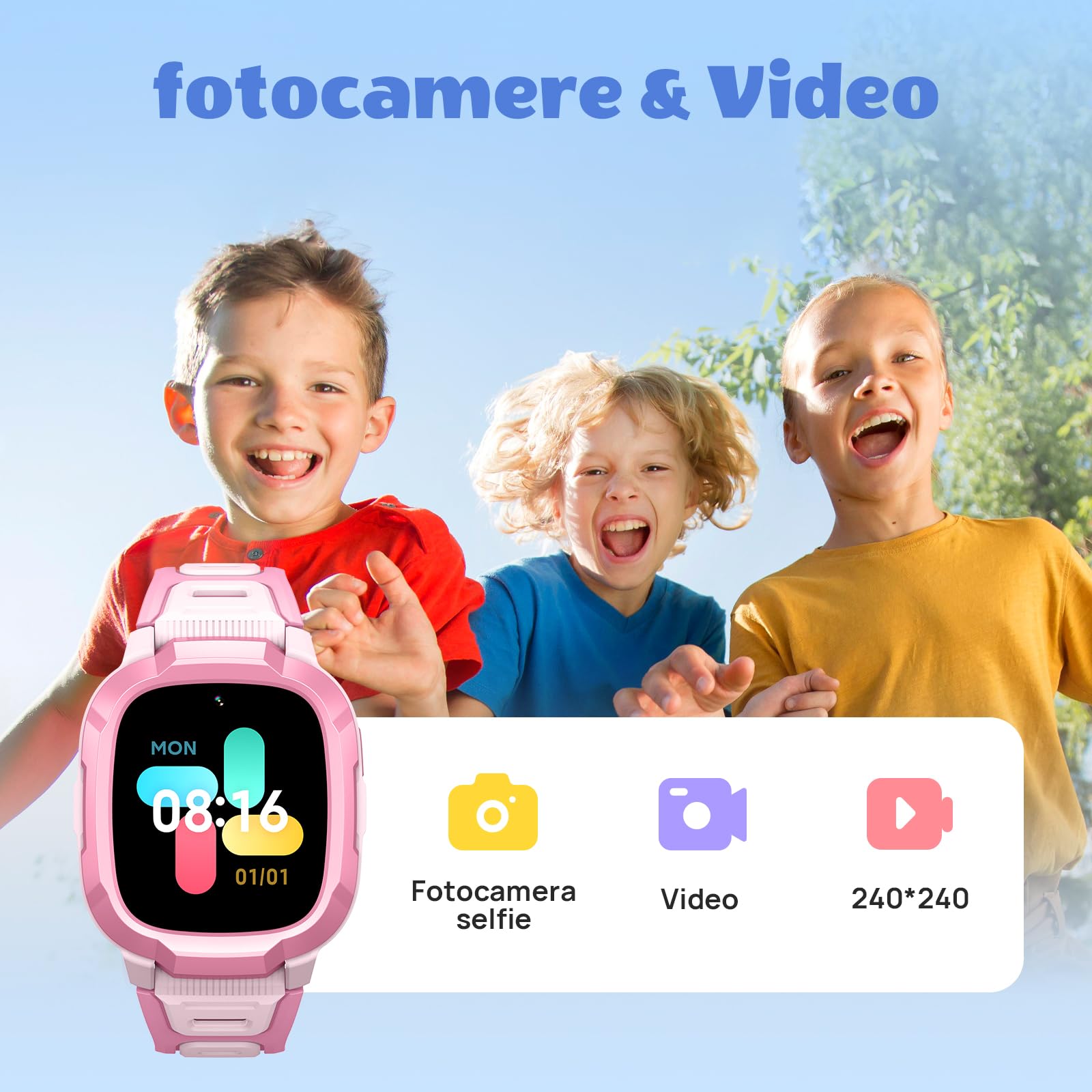 Mibro P6 smartwatch per bambini 4g con sim e gps orologio telefono con fotocamera e WiFi videochiamata,pulsante SOS,2ATM impermeabile