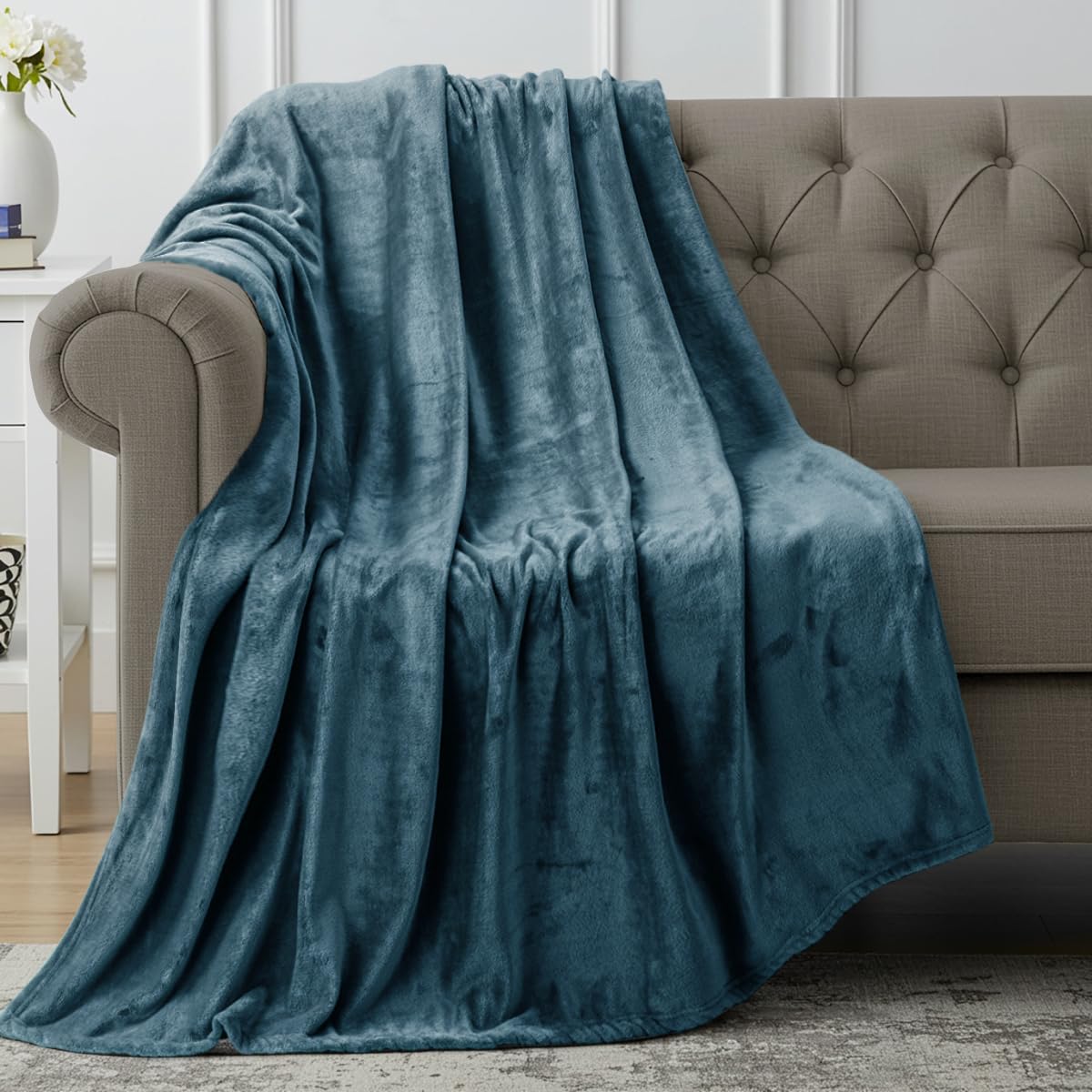 Utopia Bedding Fleece Throw Blanket 127x152cm – Soft Warm Lightweight Breathable Small Versatile Luxury Decorative Throws For Sofa, Bed, Chair & Settees – Cosy Home Gift For Adults, Stone Blue — image 1