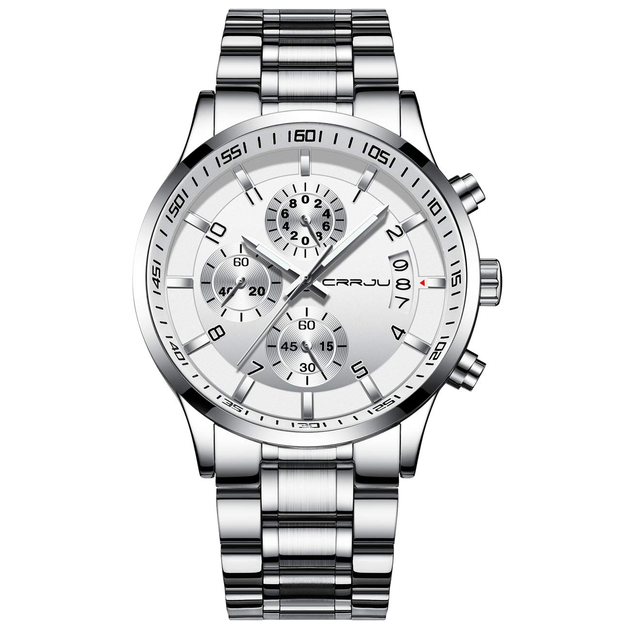 CRRJU Herren Uhr wasserdichte Chronographen Armbanduhr Männer Edelstahlarmband Business Analog Quarzuhr mit Kalender