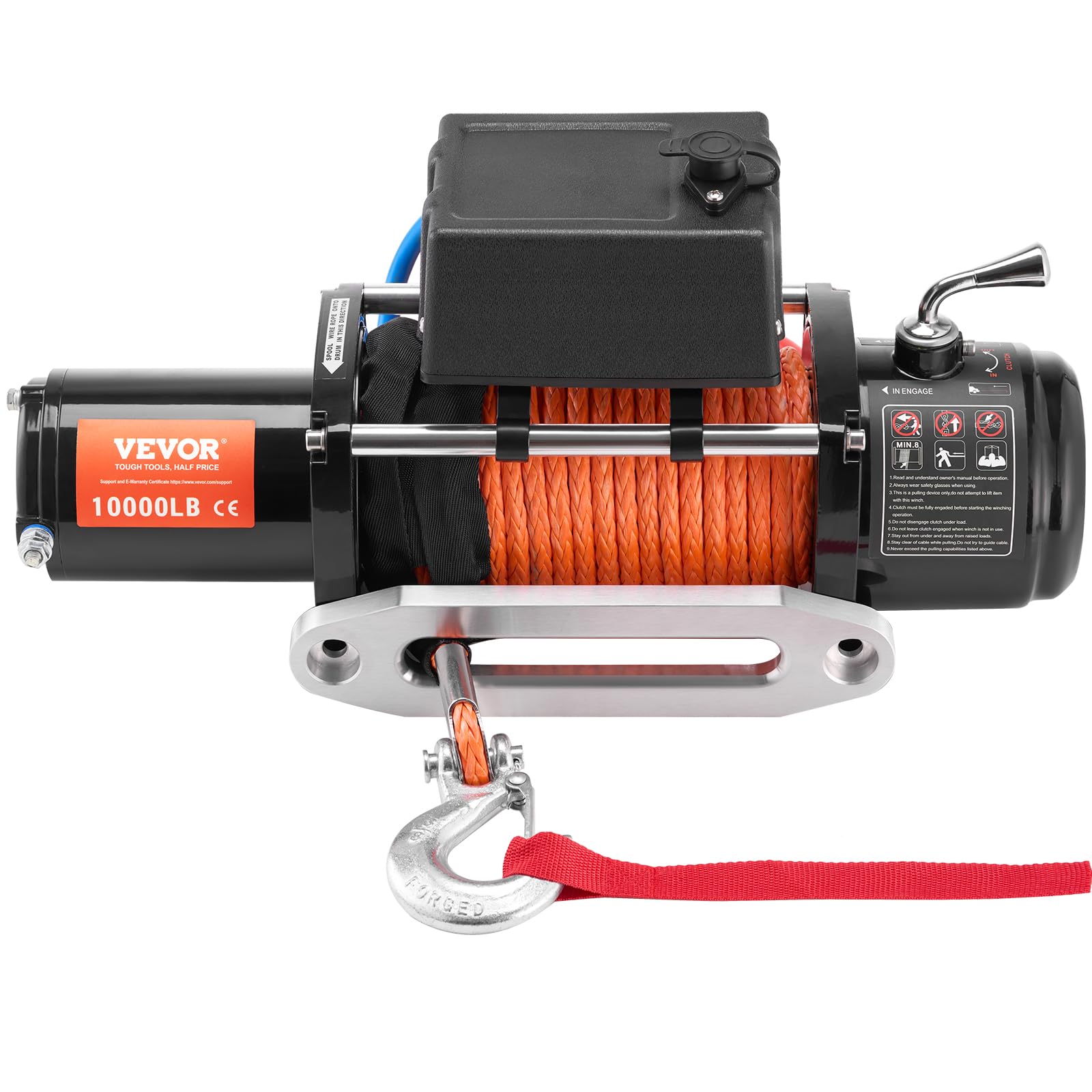 VEVOR Wciągarka elektryczna 4536 kg, 12 V DC, wciągarka do ciężarówki, z liną syntetyczną, Φ0,9 x 1981,2 cm, prowadnica kabla, bezprzewodowy pilot zdalnego sterowania, wodoszczelność IP55, do SUV-a