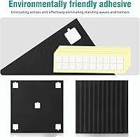 Vista 3 de Paquete de 50 paneles de espuma acústica de 1" x 12" x 12" en forma de cuña, espuma insonorizante para estudio para paredes, paneles absorbentes
