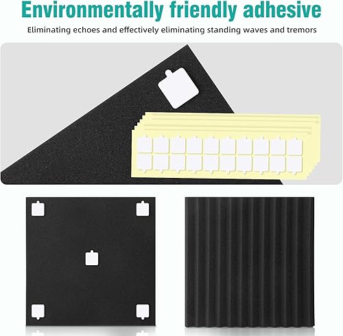 Miniatura 5 de Paquete de 50 paneles de espuma acústica de 1" x 12" x 12" en forma de cuña, espuma insonorizante para estudio para paredes, paneles absorbentes de