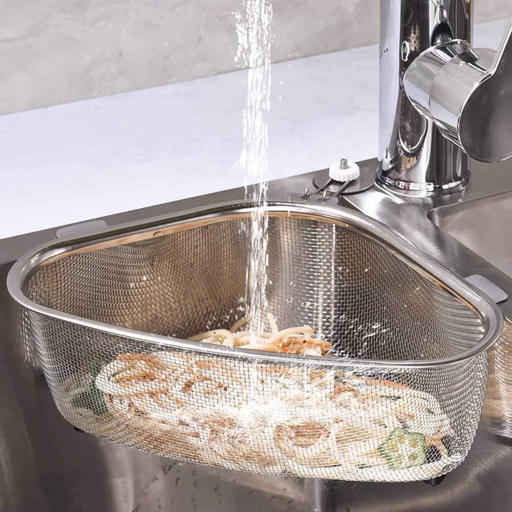 Cesta filtrante para fregadero, Escurridor de filtro colgante, cesta drenaje triangular acero inoxidable for fregadero cocina, colador alimentos