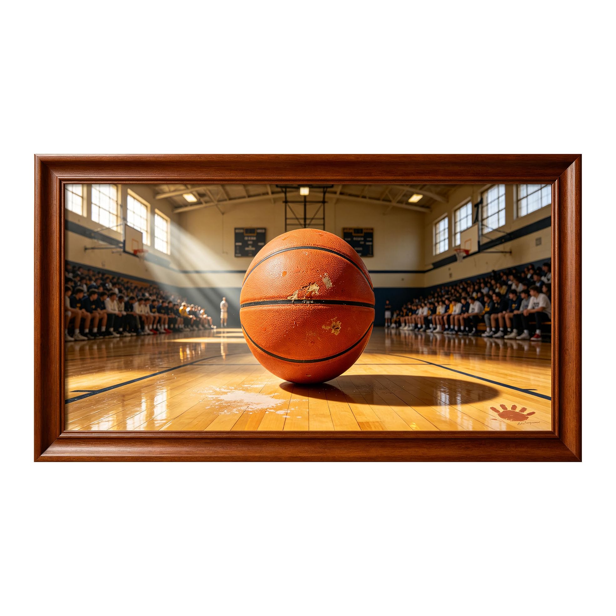 Yzpallescene 3D Framed Wall Art 50cm×100cm Basketball Stadium Sports Arena Realistic Large Size SelfAdhesive Removable Wall Decor Prints Artwork for Living Room Bedroom Office
