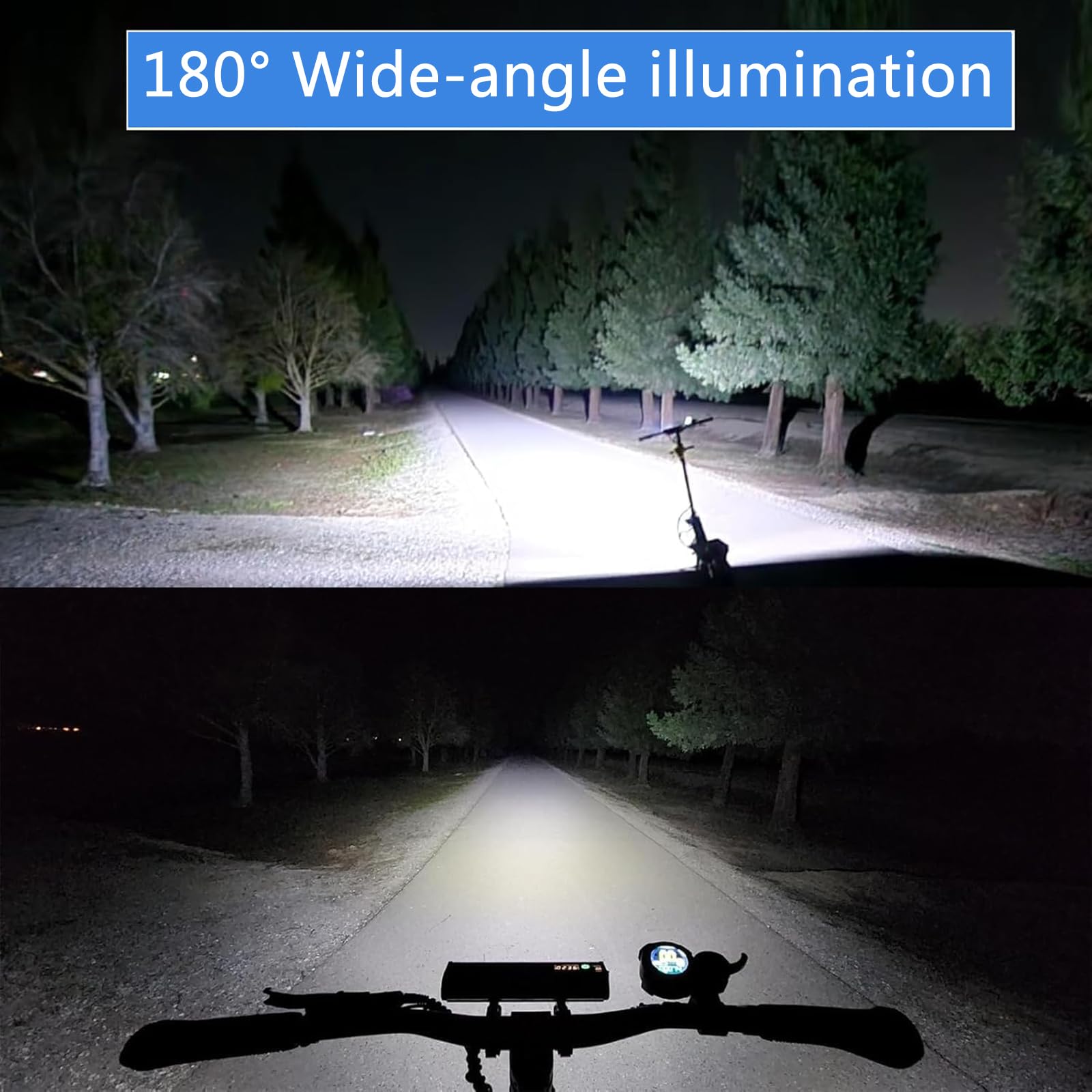 Éclairage Avant pour Vélo, Lampe Ultra-puissante 4800 Lumens, Rechargeable par USB avec Affichage Numérique La Puissance, 17 LED, Indice D'étanchéité IP65 pour Route, Le VTT Et Les Trajets Quotidiens