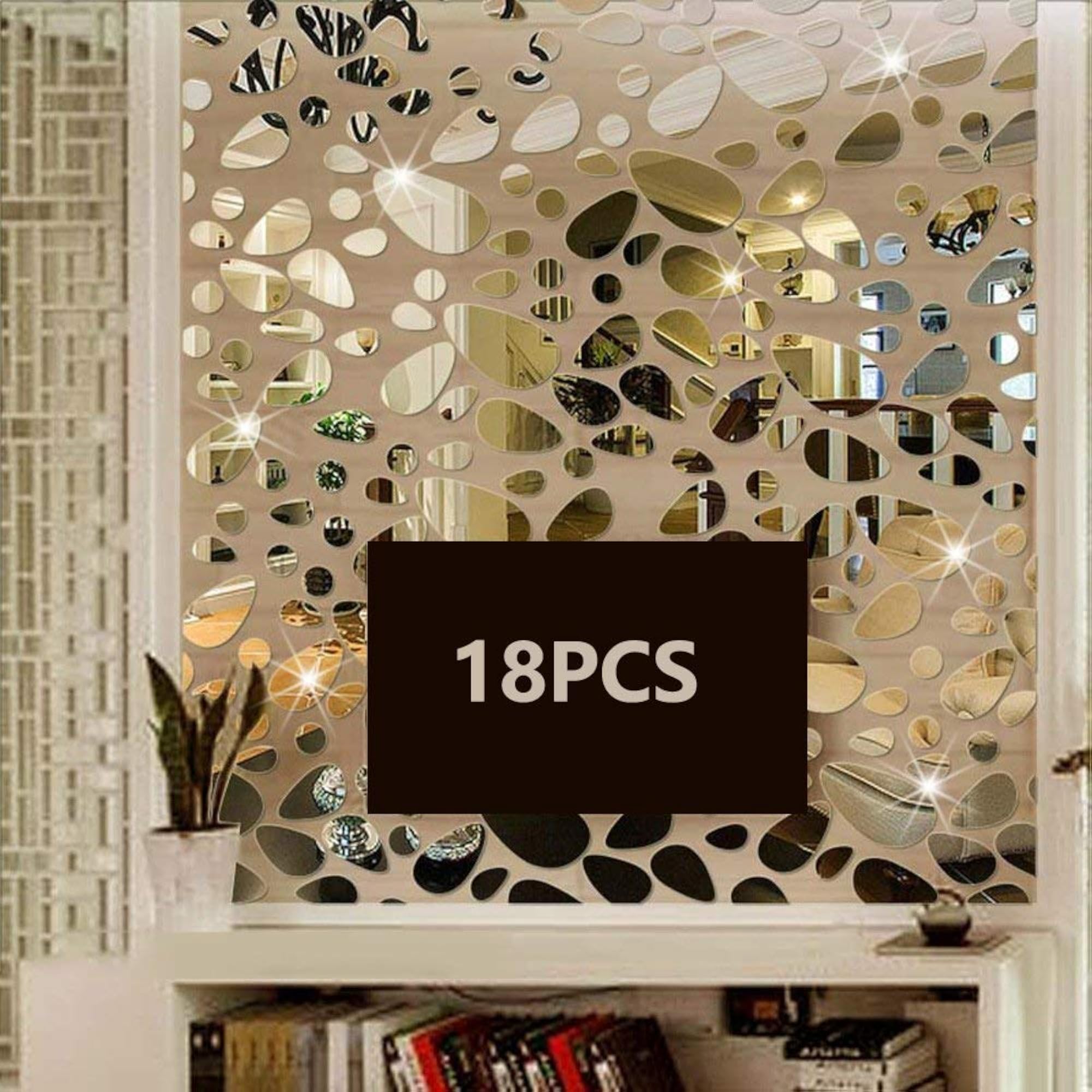72PCS Silver Mirror Decals for DIY Home Decor
