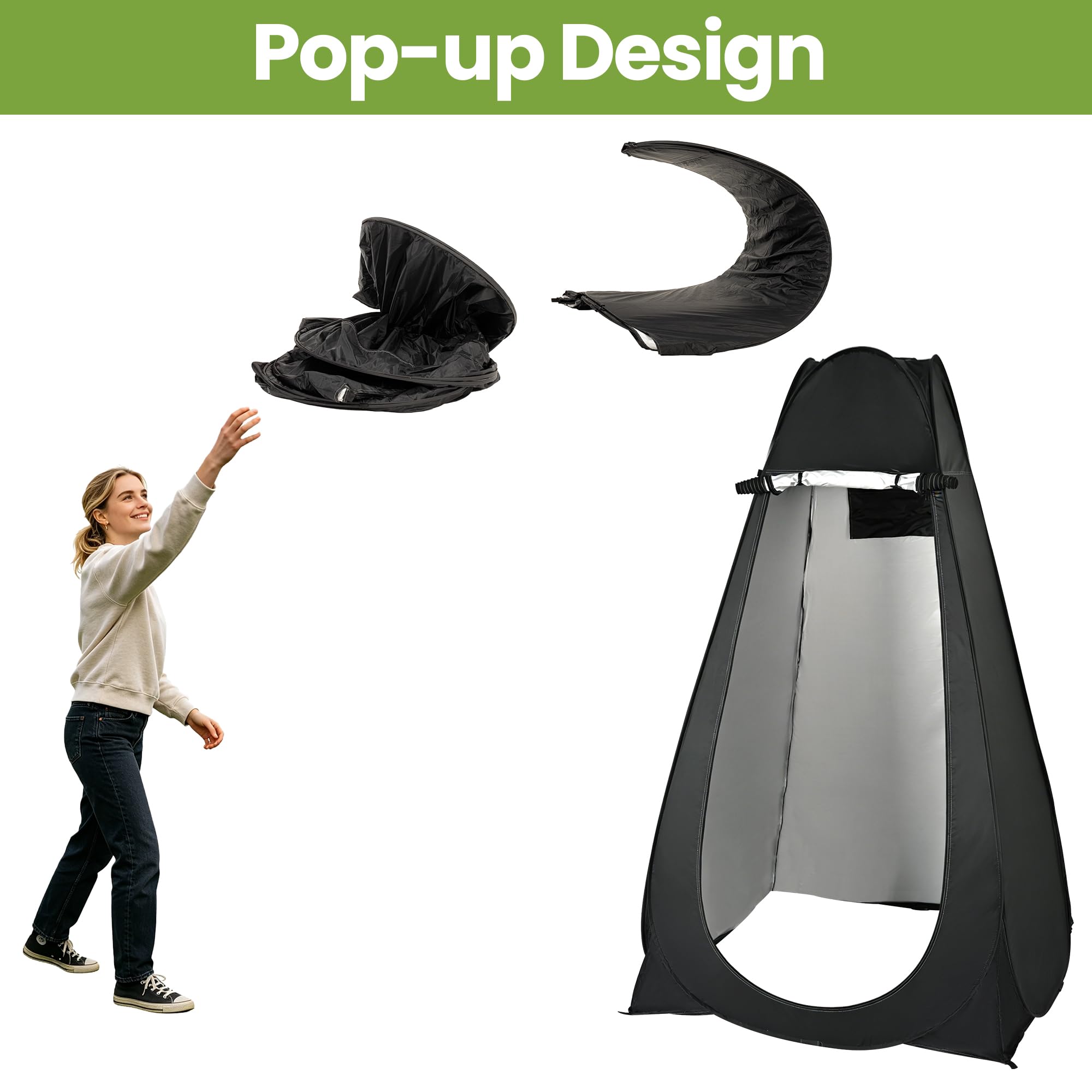 ROPODA Pop-Up Duschzelt Camping, tragbares Toilettenzelt aus 210T-Polyester mit Tragetasche, UV-Schutz, Wasserabweisend, Umkleidezelt für Strand, Picknick, Angeln, Wandern