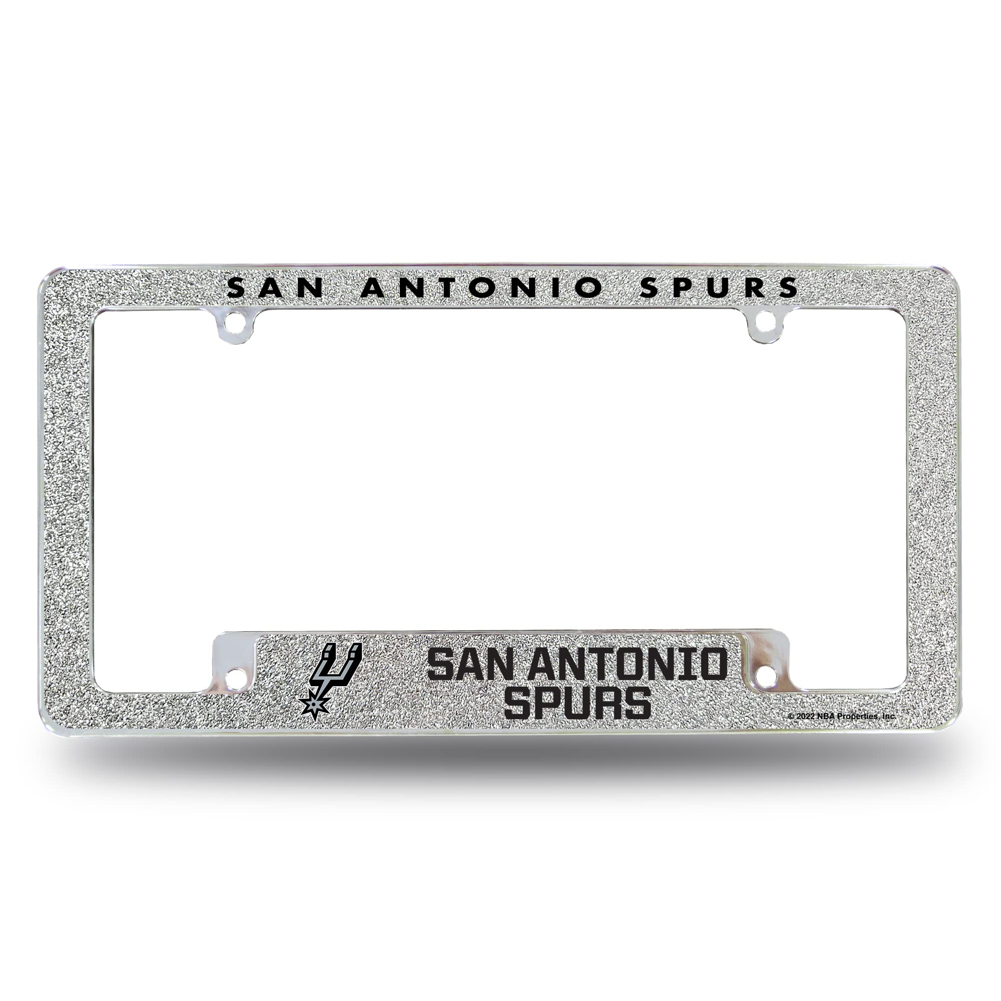 Rico Industries NBA Basketball San Antonio Spurs Silver Chrome All Over Automotive Bling License Plate Frame 12