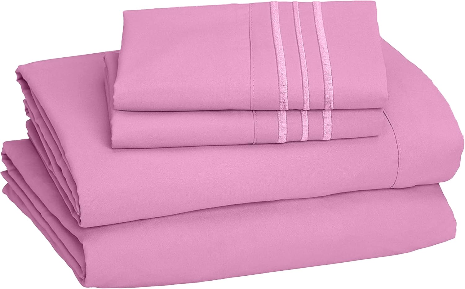 CELINE LINEN Premium 1800 Hotel Quality Wrinkle-Resistant 4-Piece Microfiber Sheet Set - Luxury Ultra Soft and Breathable Bedding 16 Inch Deep Pocket 4PC Sheet Set, California King, Light Pink