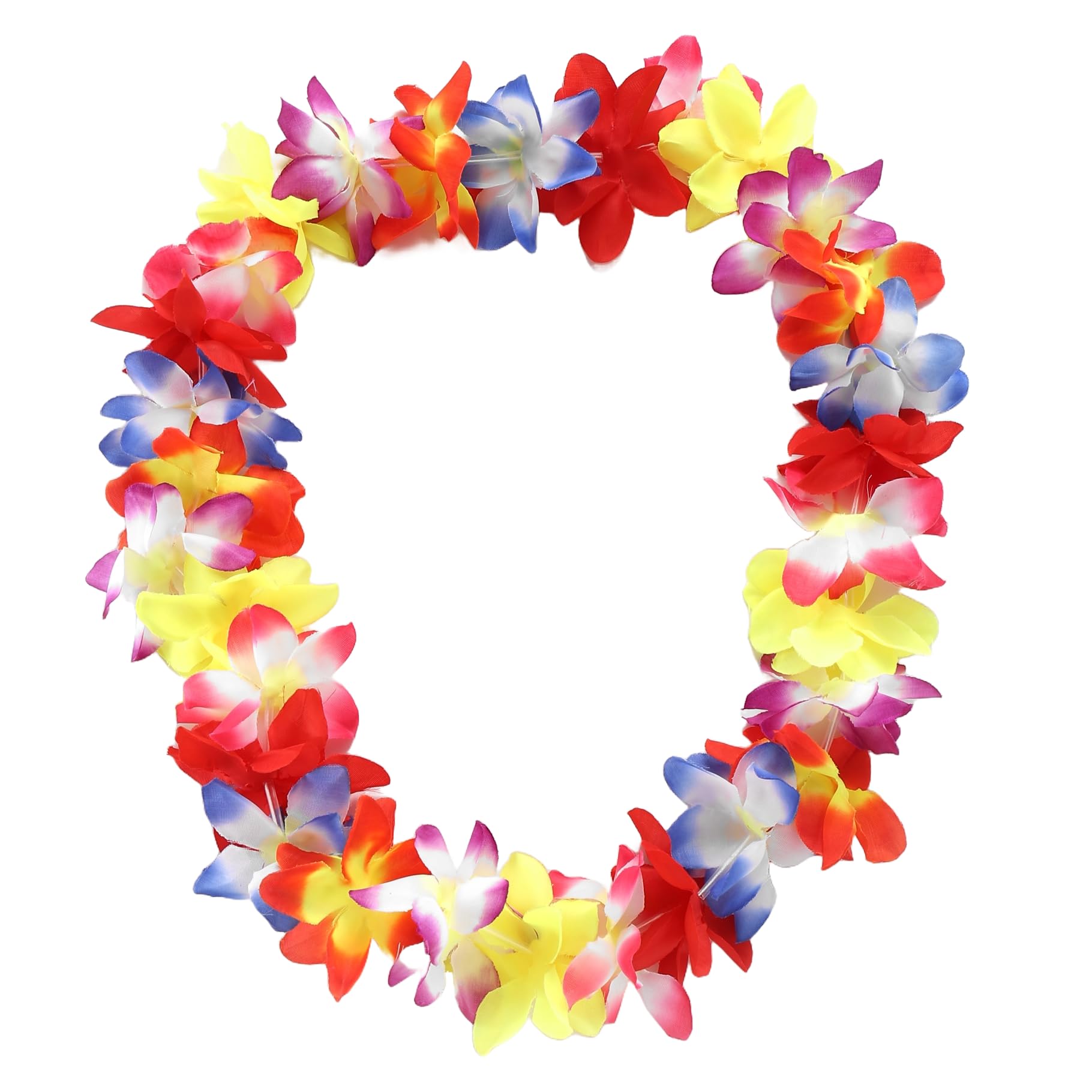 5 x Hawaii Rainbow Colourful Hawaiian Party Floral Flowers Necklace Hula Lei Garland 110cm, Multicoloured