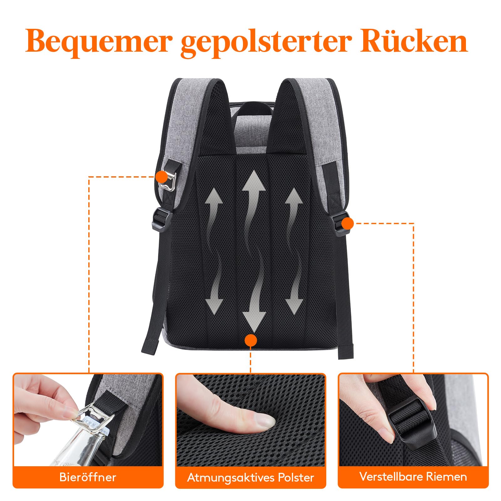 Lifewit 32L 34 Dosen isolierte Kühltasche, Große kühlrucksack, auslaufsichere tragbare Lunchtasche, weiche Kühlbox für Outdoor, Picknick, Strand, BBQ, Camping, Reisen, Familie, Grau