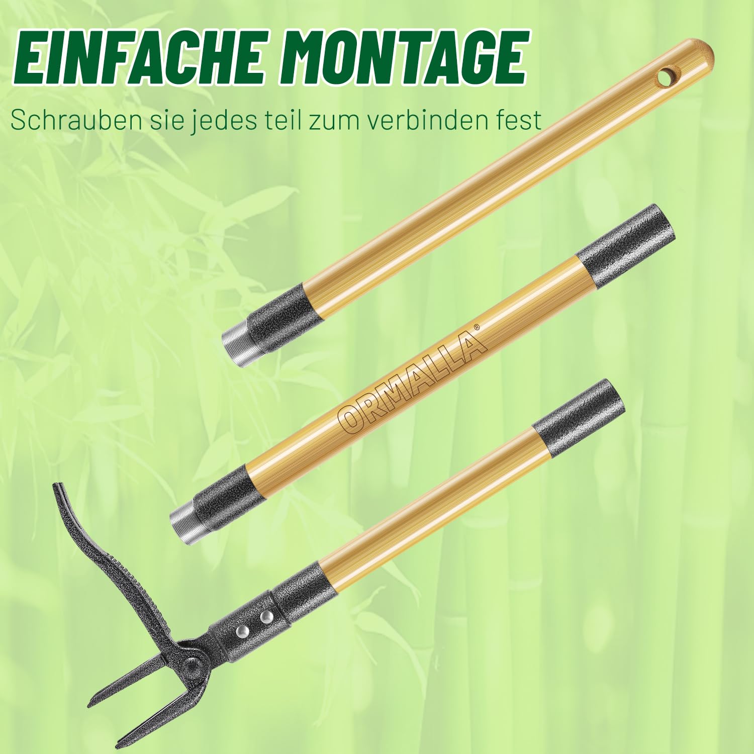 Unkrautstecher, 1.1m Langem Stiel, Löwenzahn Entferner, Natürlicher Bambusgriff und 4 Metallkrallen, Aufrecht Stehender Unkrautentferner, Haustierfreundlich(Upgrade) (1.1m)