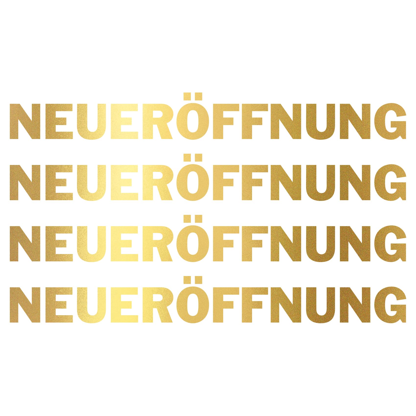 Finest Folia 4X Neueröffnung Schriftzug Set Aufkleber für Schaufenster Laden Geschäft Fenster Sticker Werbung selbstklebend wetterfest KX046 (Motiv 01, Gold Metallic)