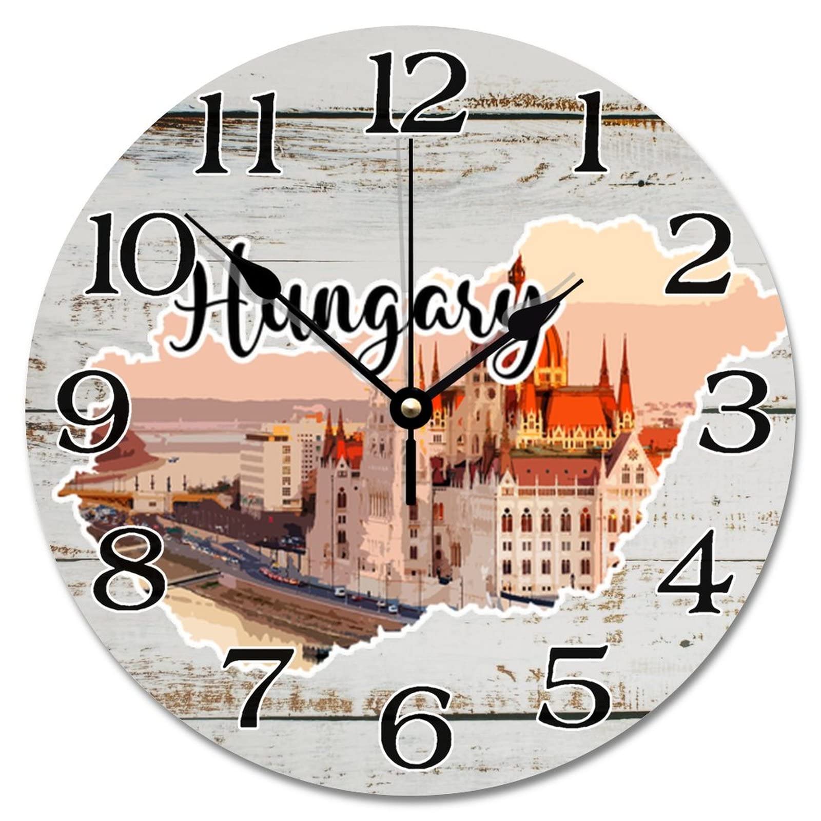Horloge murale voyage Hongrie, le cadeau en bois idéal pour ami