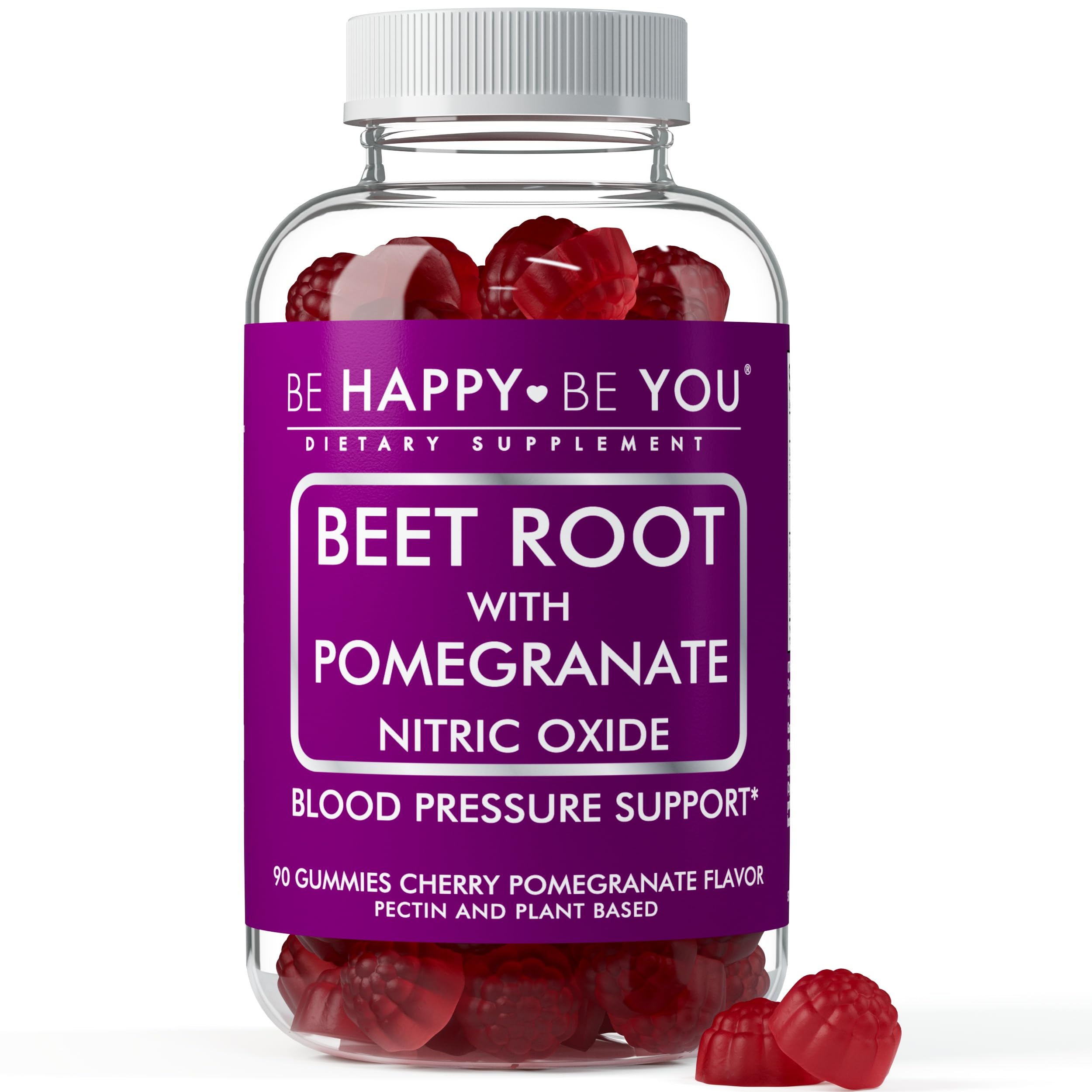 Be Happy Be You Suplemento de Beterraba com Romã em Gomas, sabor cereja e romã, 90 gomas