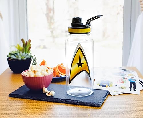 Miniatura 5 de Silver Buffalo Star Trek The Original Series Gold Delta Logo Twist Spout - Juego de jarra de agua de plástico y calcomanías para personalizar