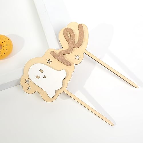 Miniatura 8 de Decoración de madera de fantasma de Halloween para tartas  Decoración de pastel de fiesta de cumpleaños temática espeluznante  Decoración de