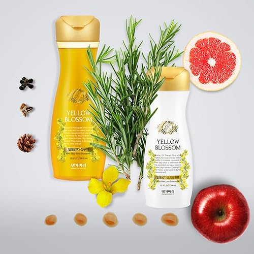 Daeng Gi Meo Ri - Juego de flores para el cabello Champú para el cabello Yellow Blossom (13.5 fl oz) + Tratamiento, Nutritivo y Fresco, (10.1 fl oz)