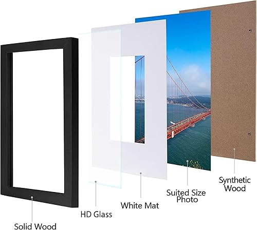 Miniatura 2 de eletecpro Portarretratos de madera maciza de 11 x 14 pulgadas con cubierta de vidrio, pantalla horizontal y vertical de 8 x 10 pulgadas y 8.5 x 11