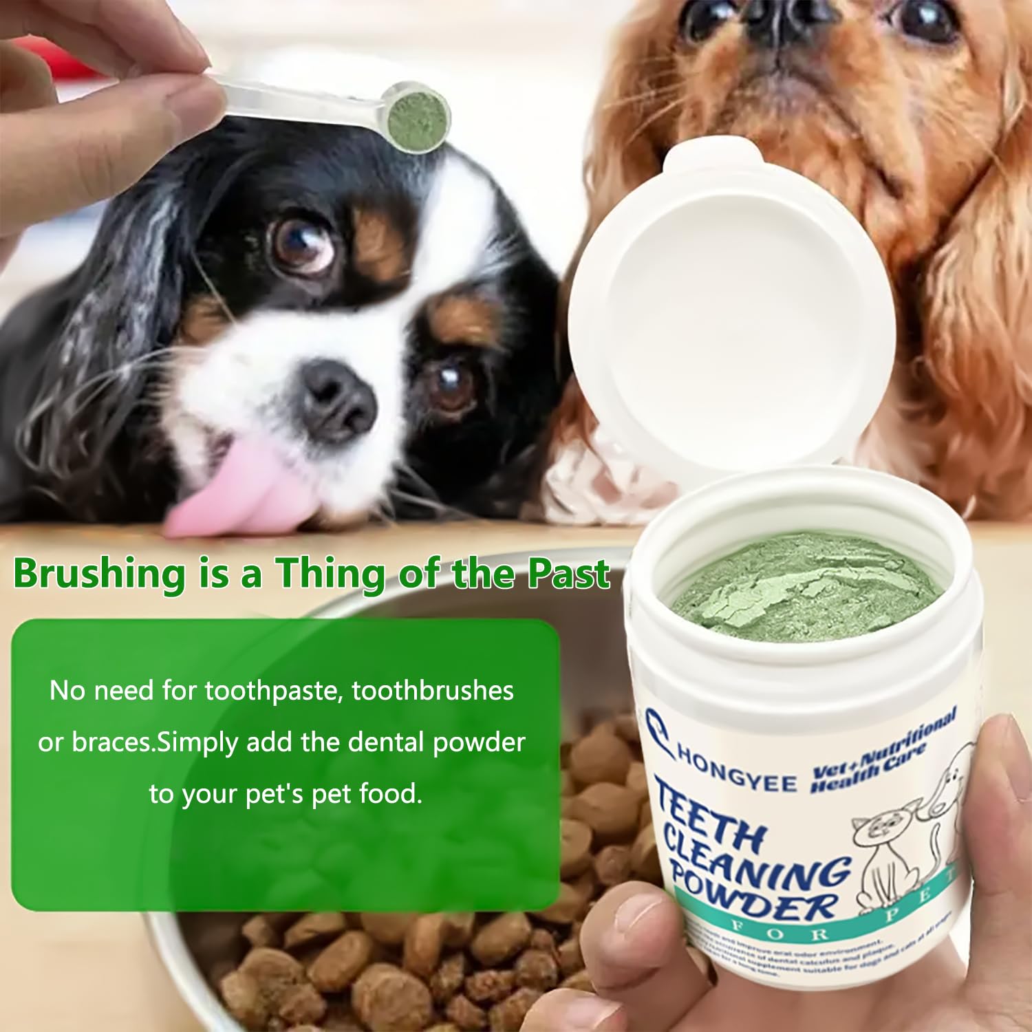 Polvere dentale per cani e gatti 150 g, altamente efficace per rimuovere tartaro e alito cattivo, inibire la placca e rinfrescare l'alito, sicura ed efficace con ingredienti naturali