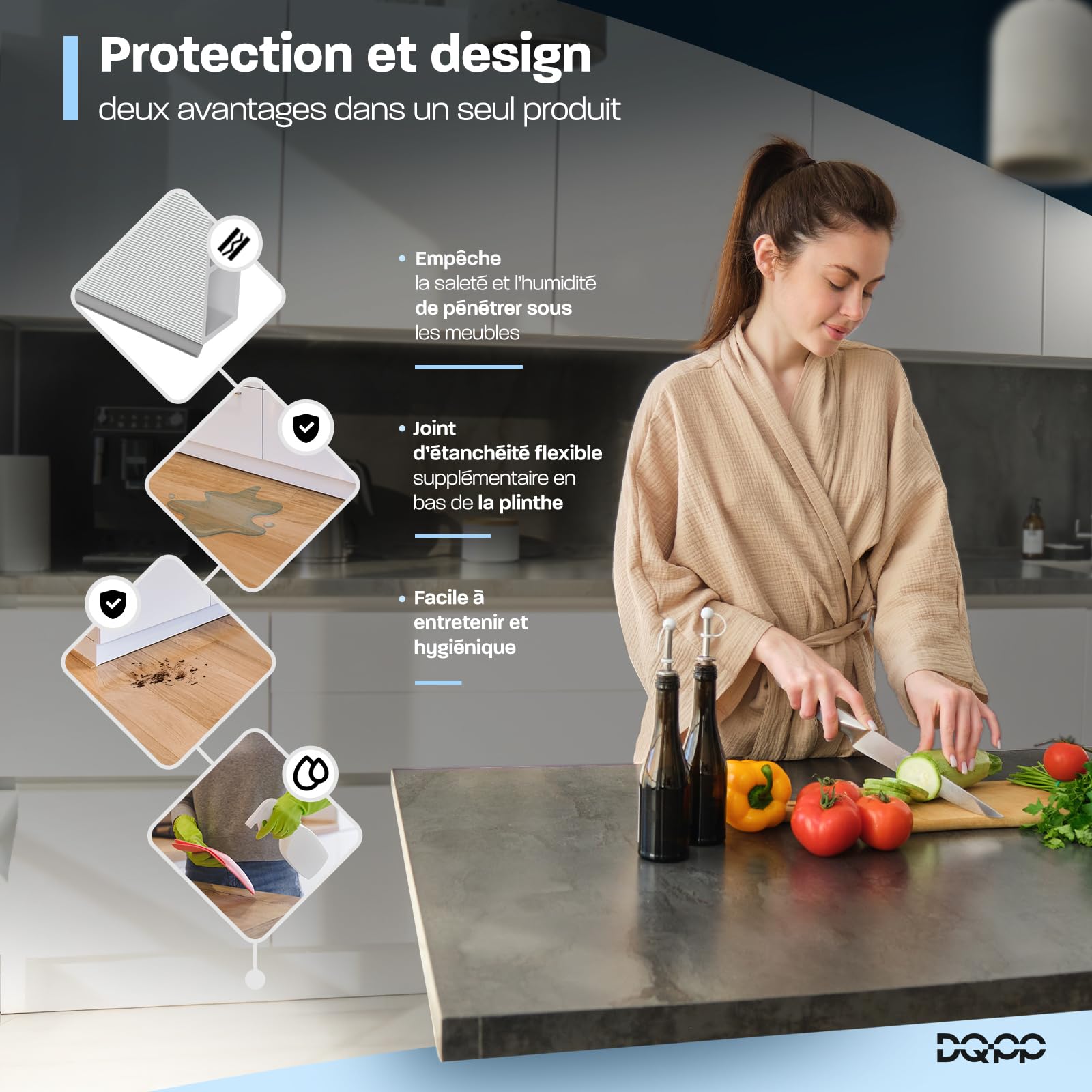 DQ-PP Plinthe Aluminium Brossé 4,5 m x 150 mm - Socle de Cuisine pour Cuisine Encastrable